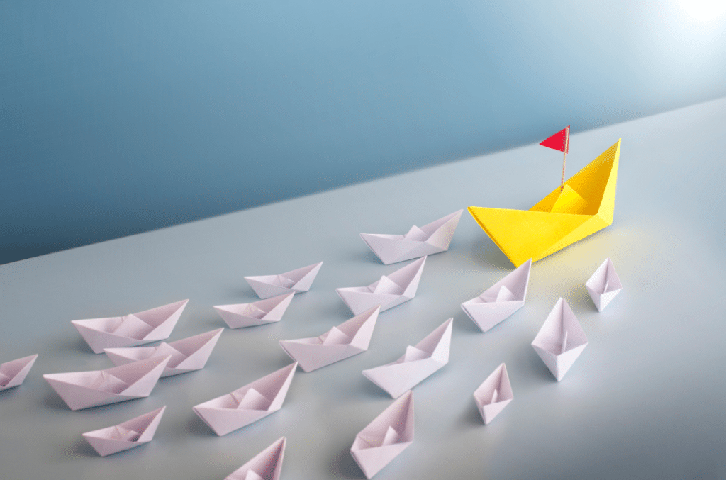 a picture of origami boats